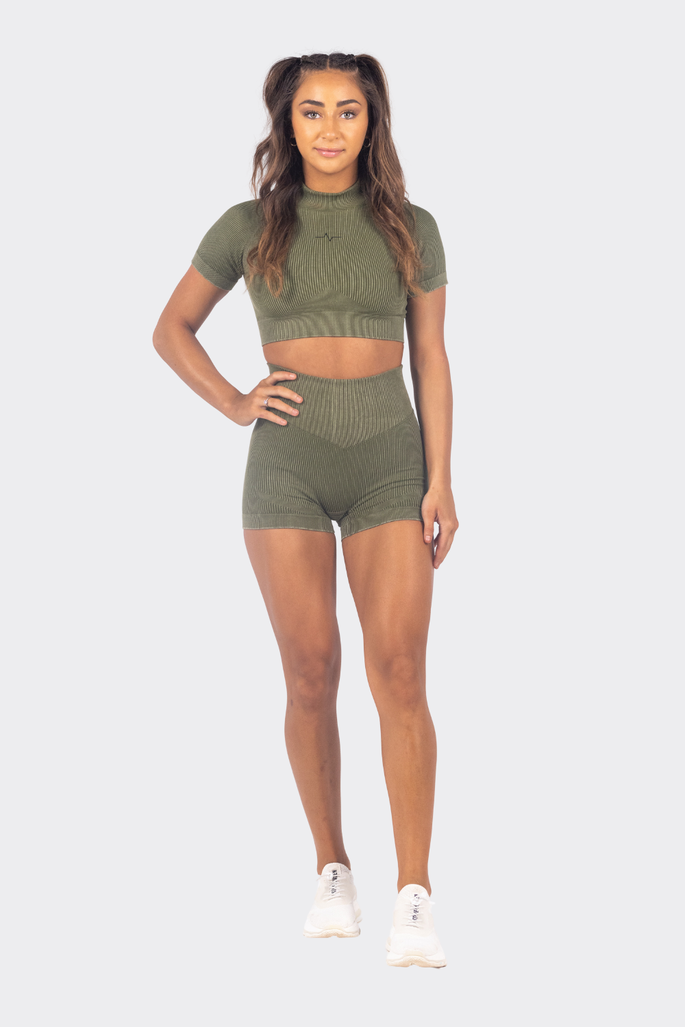 Turtle Neck Army Green Short Set