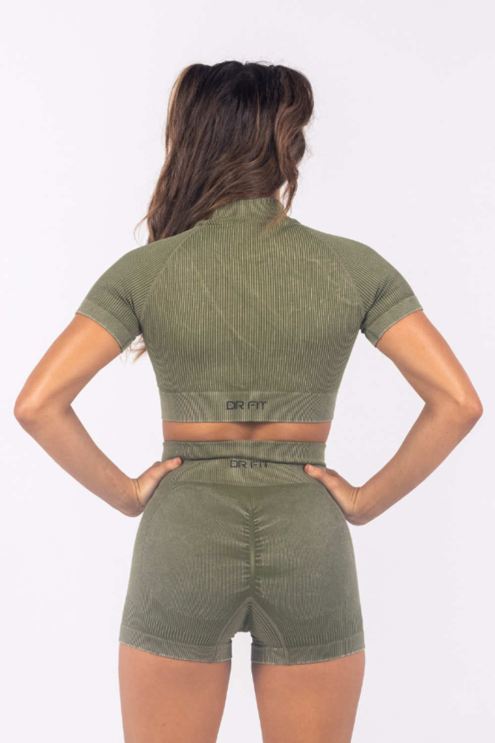 Turtle Neck Army Green Short Sleeved Top